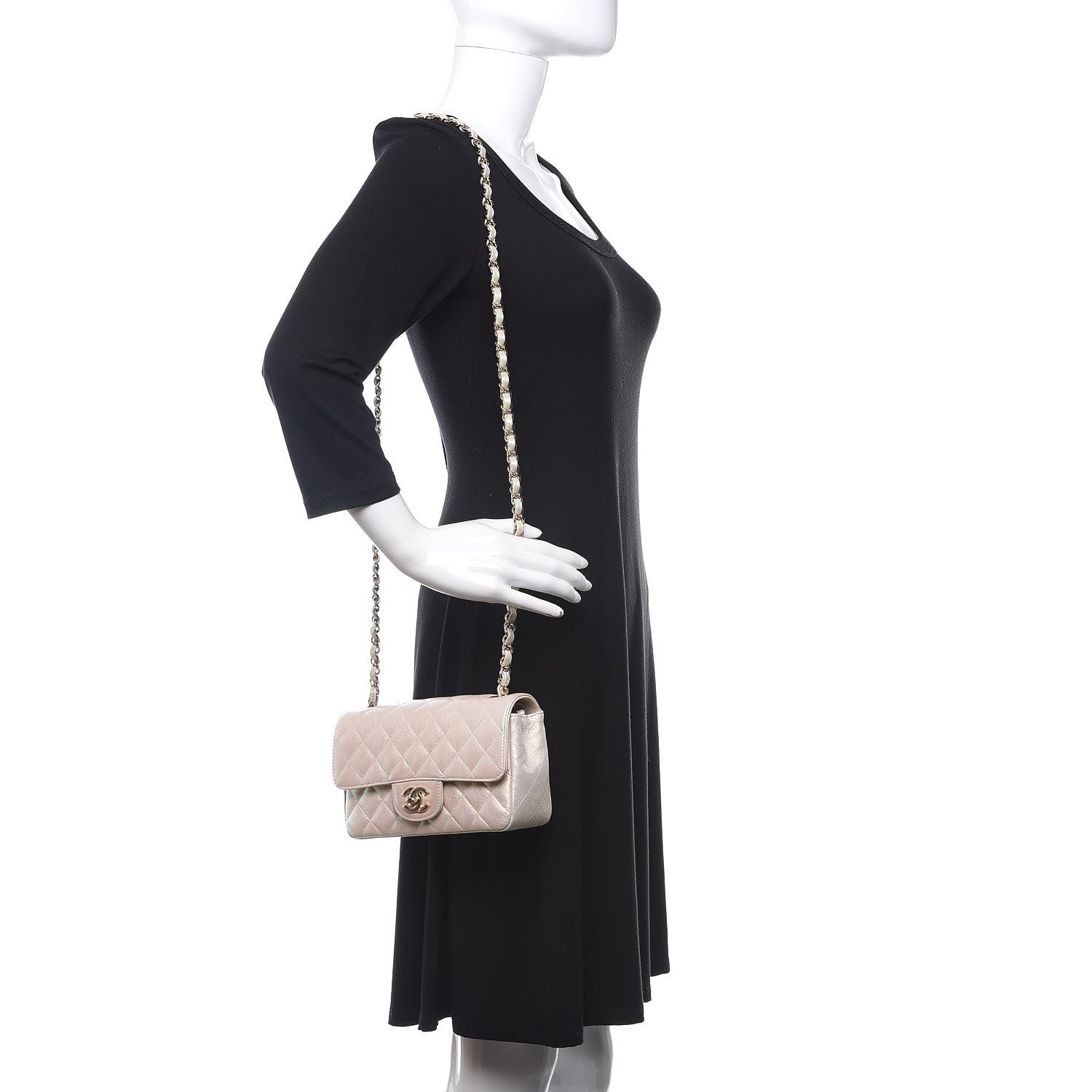 Chanel Iridescent Lambskin Quilted Mini Rectangular Flap Ivory 2 of 11