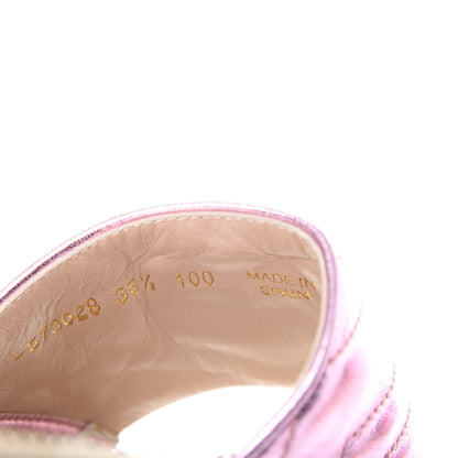 Gucci Metallic Nappa Matelasse GG Marmont Espadrille Slide Sandals 35.5 Rosa 10 of 11