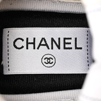 Chanel Fabric Laminated Calfskin Stretch CC Sneakers 37 White Silver 7 of 19