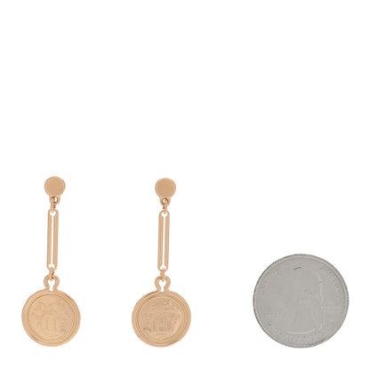 Hermes 18K Rose Gold PM Ex-Libris Drop Earrings 2 of 4