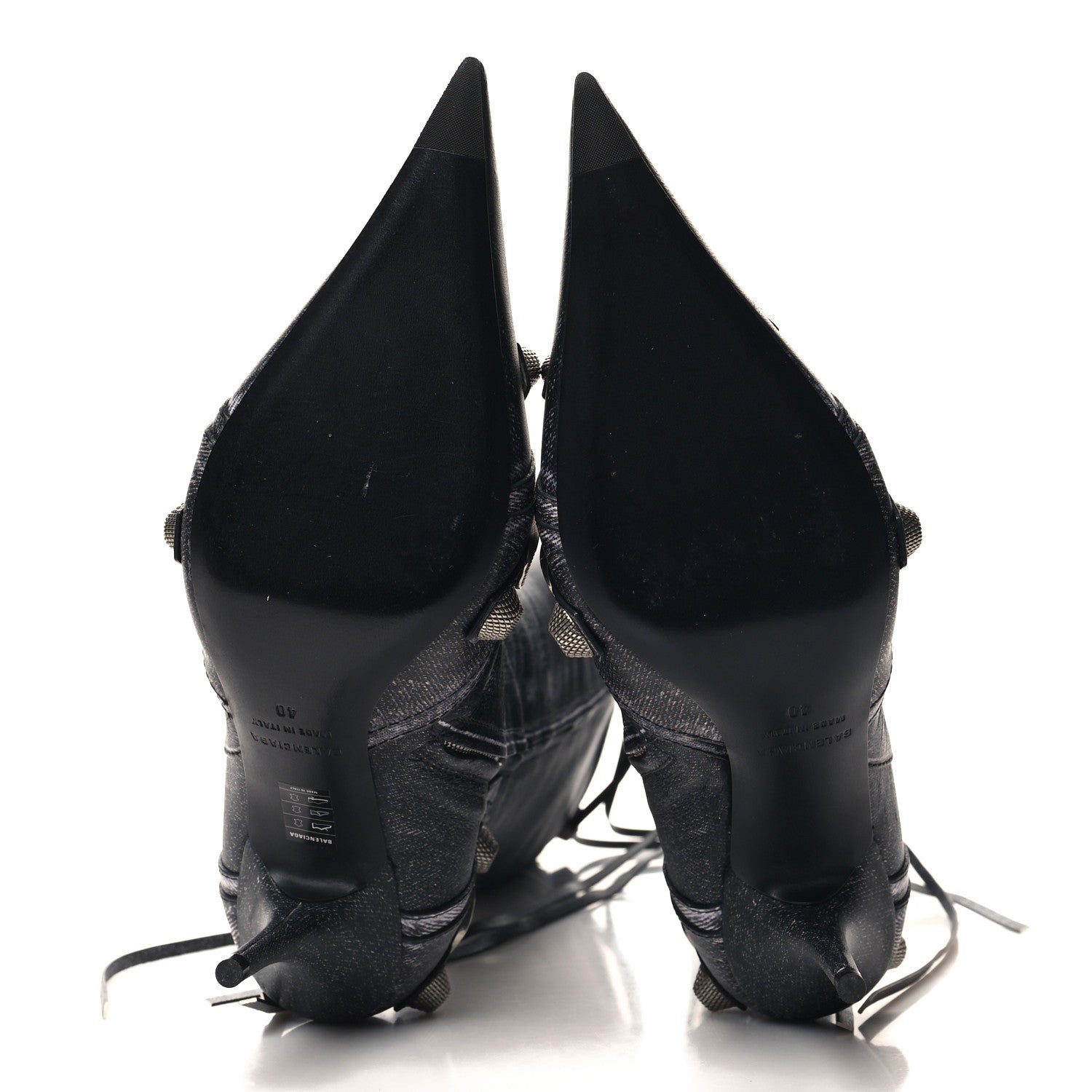 Balenciaga Nappa Denim Printed Cagole 90mm Boots 40 Black 5 of 7
