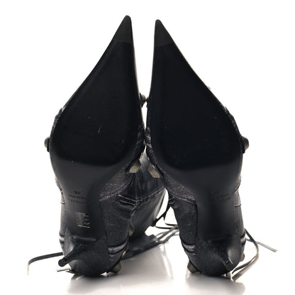Balenciaga Nappa Denim Printed Cagole 90mm Boots 40 Black 5 of 7
