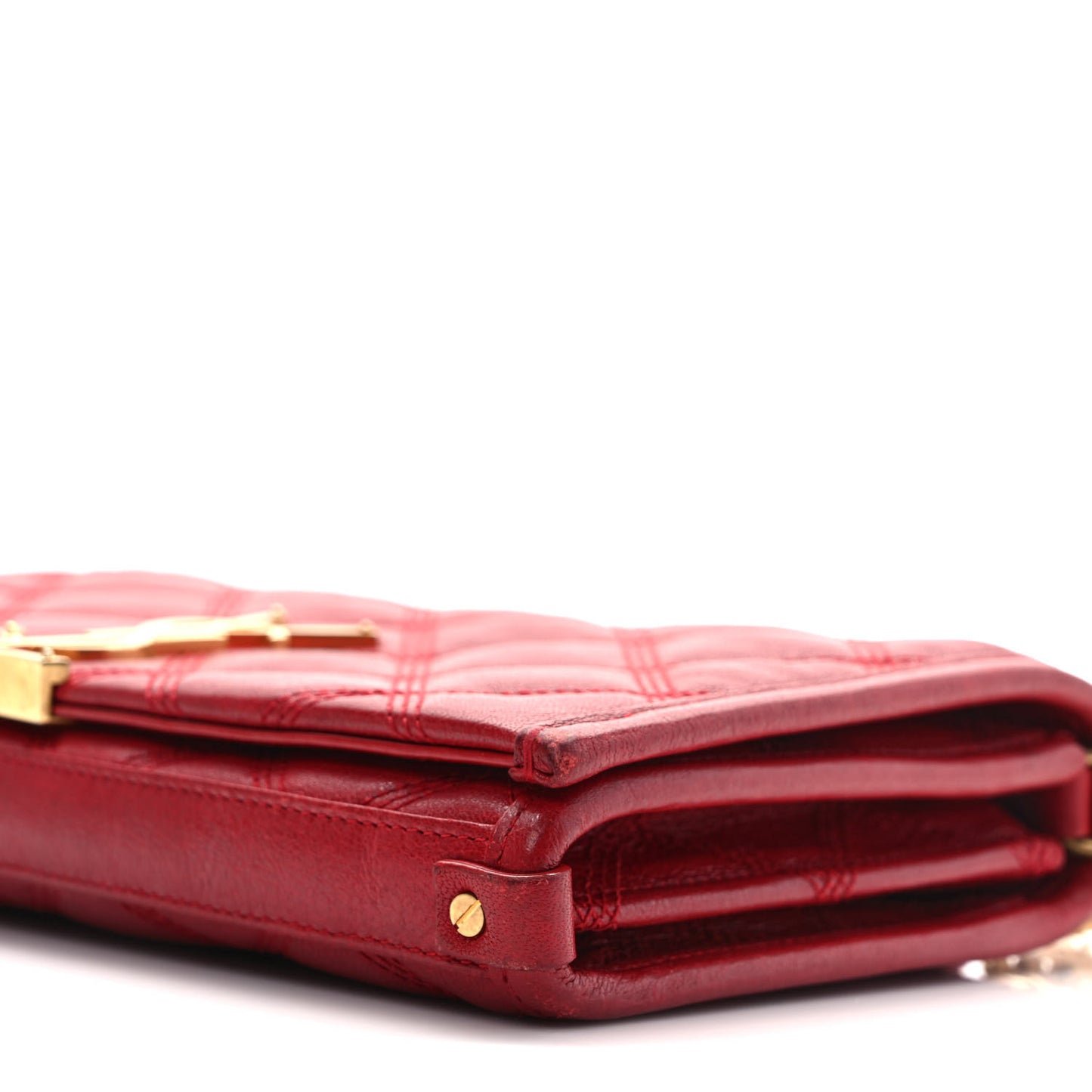 Lambskin Diamond Quilted Becky Chain Wallet Rouge Eros