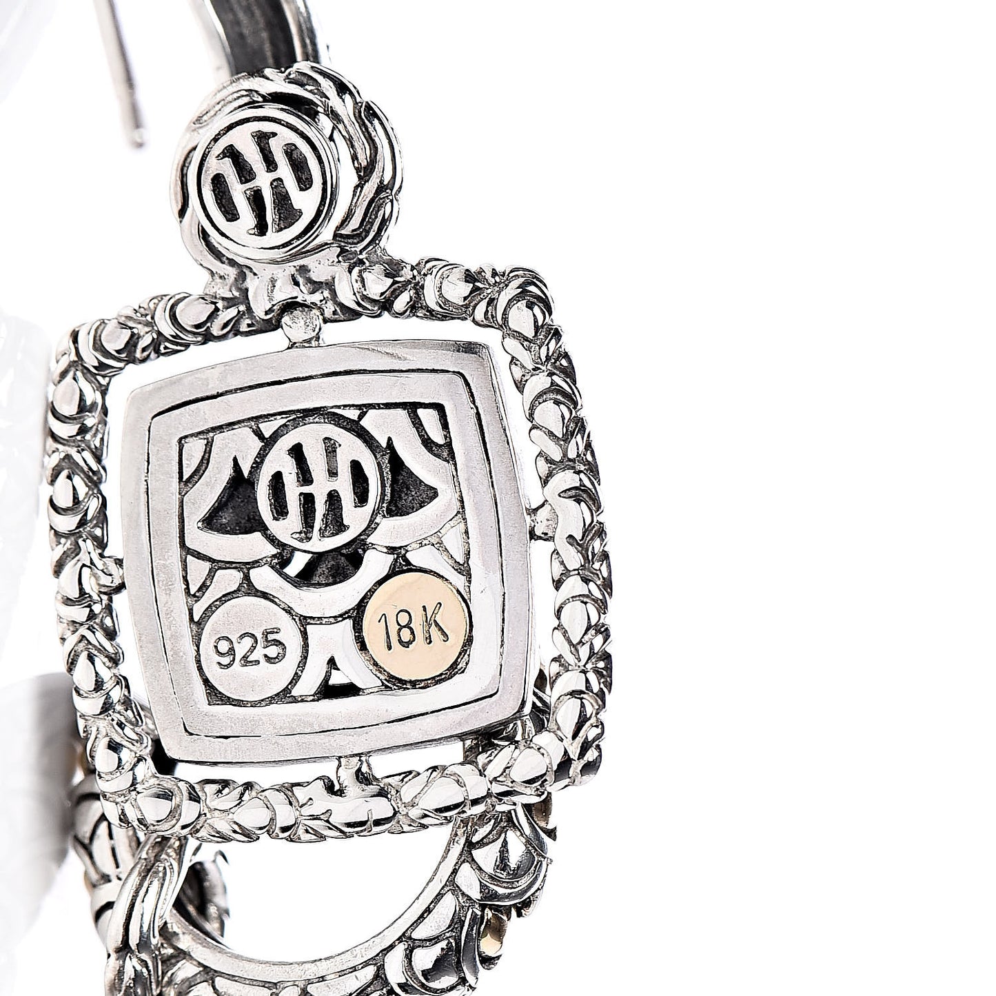 Sterling Silver 18K Yellow Gold Naga Square Hoop Earrings