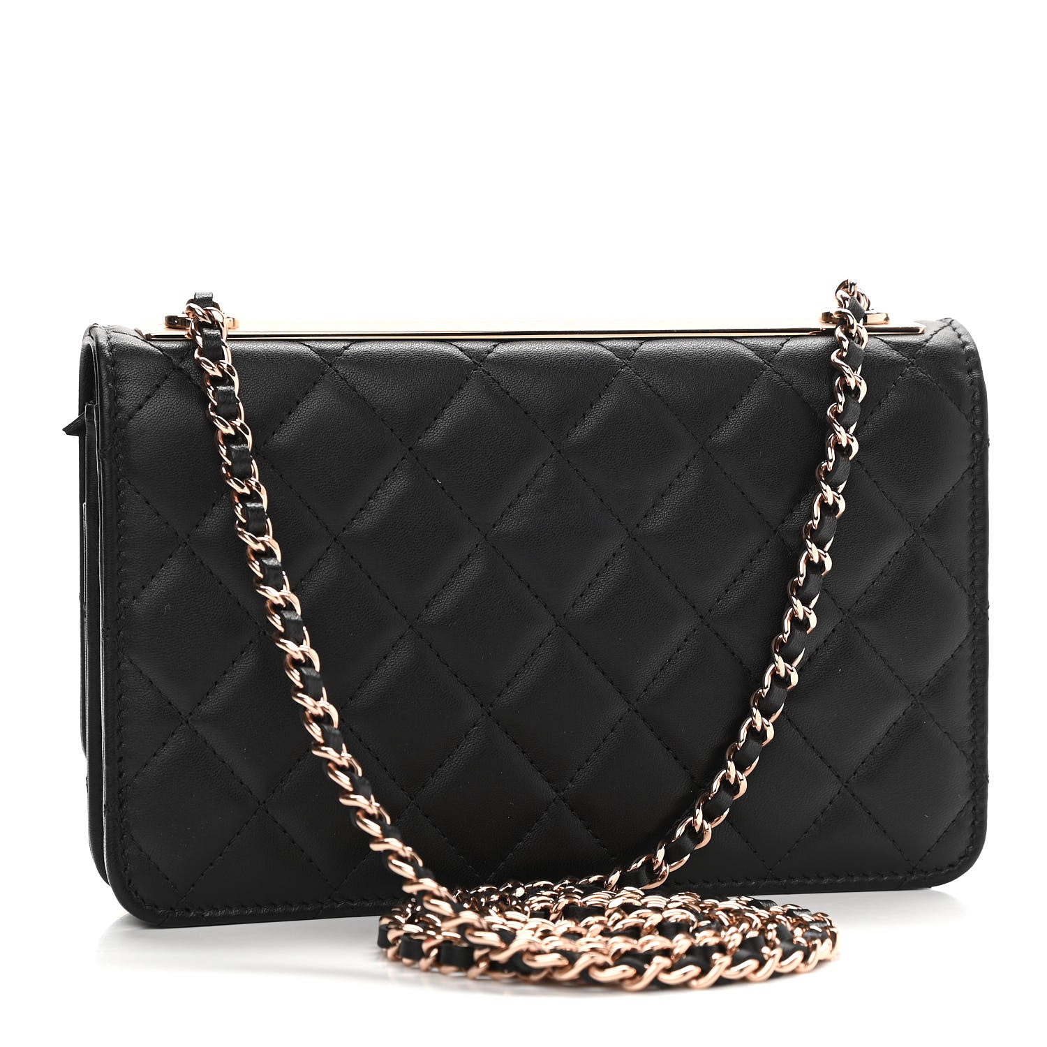 Chanel Lambskin Quilted Trendy CC Wallet On Chain WOC Black 3 of 12