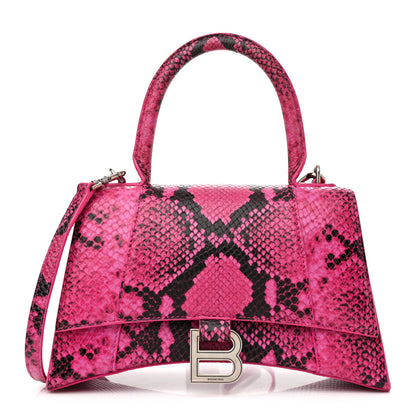 Balenciaga Shiny Calfskin Python Effect Small Hourglass Top Handle Bag Fuchsia Black 1 of 12
