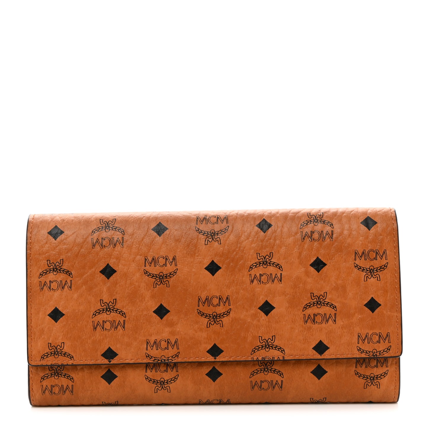 Visetos Large Trifold Flap Wallet Cognac