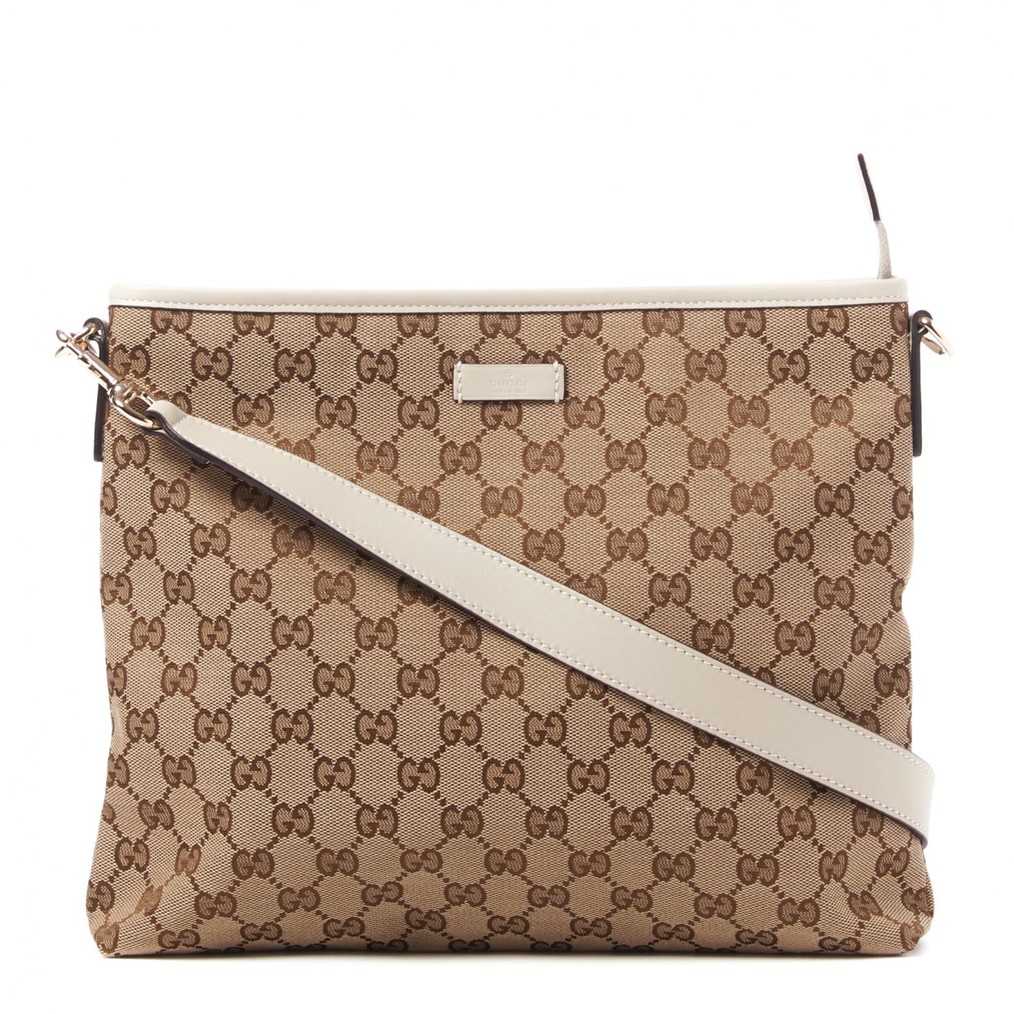 Monogram Medium Flat Messenger Bag Off White