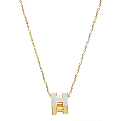 Hermes Gold Lacquered Cage d' Pendant Necklace White 1 of 5