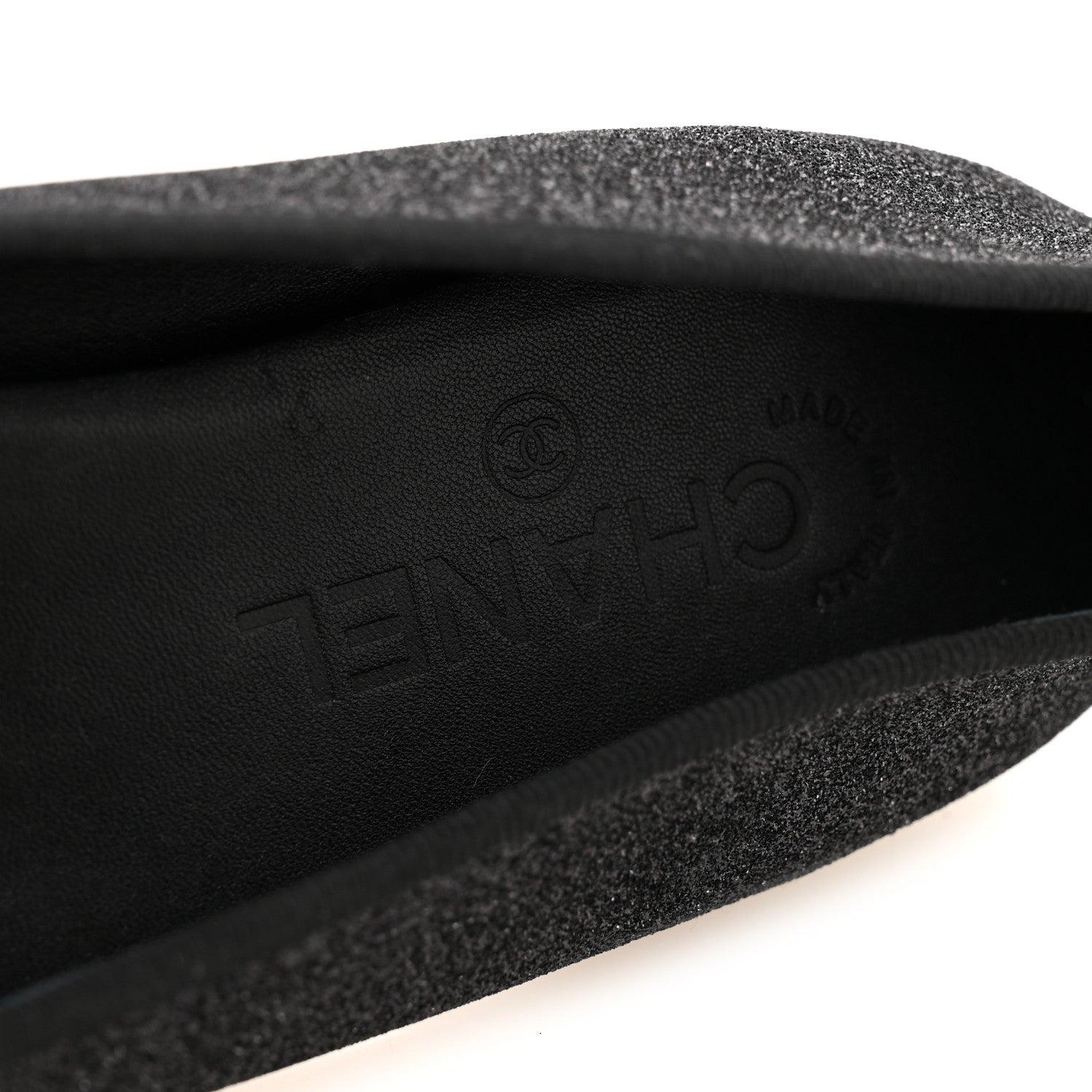 Chanel Glitter Grosgrain Cap Toe CC Ballerina Flats 40 Black 8 of 11