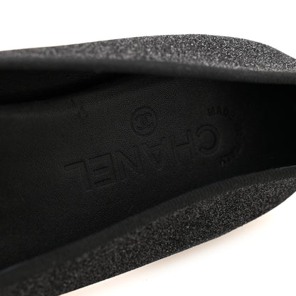 Chanel Glitter Grosgrain Cap Toe CC Ballerina Flats 40 Black 8 of 11
