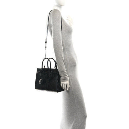 Saint Laurent Calfskin Crocodile Embossed Baby Sac De Jour Black 2 of 11