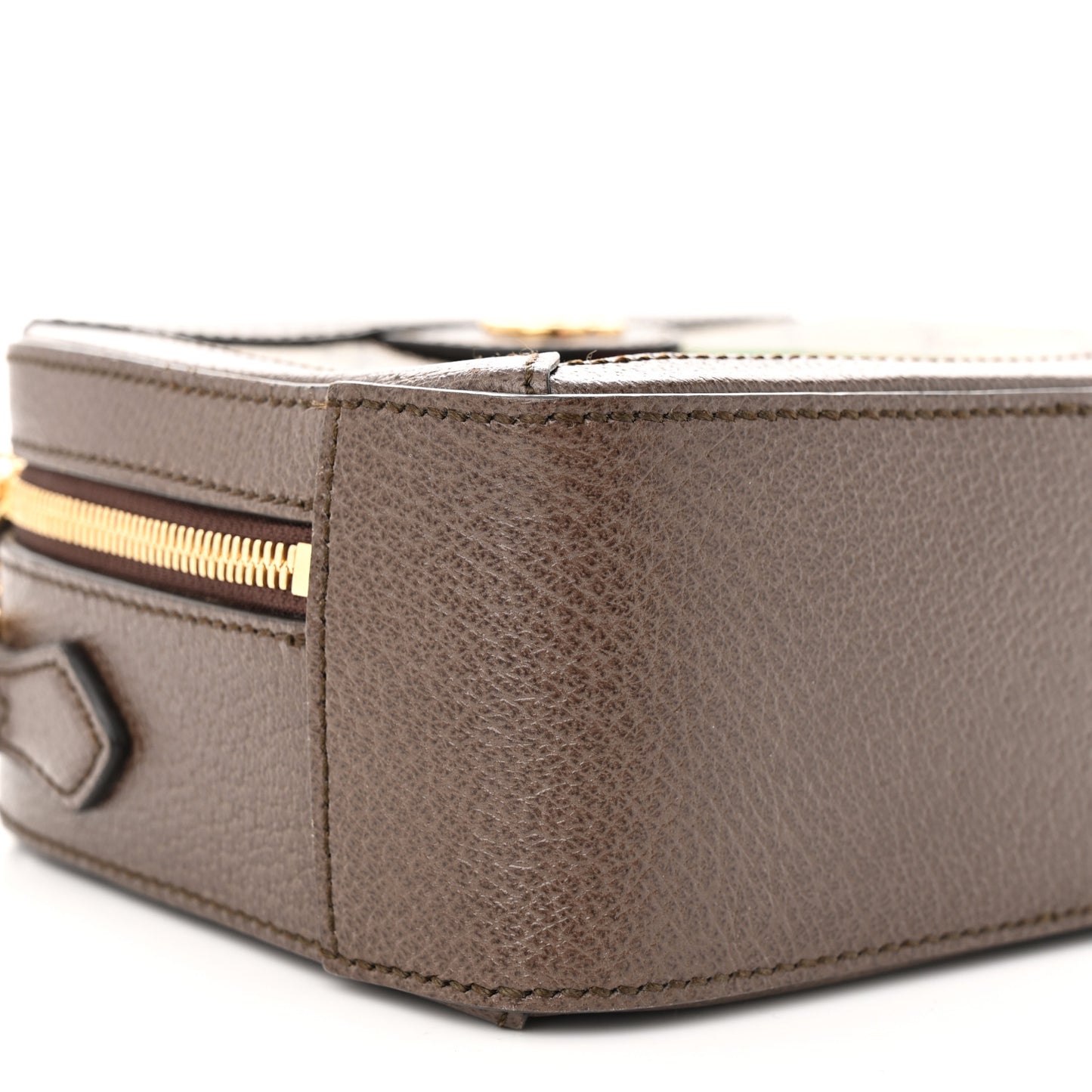 GG Supreme Monogram Mini Ophidia Top Handle Shoulder Bag Brown