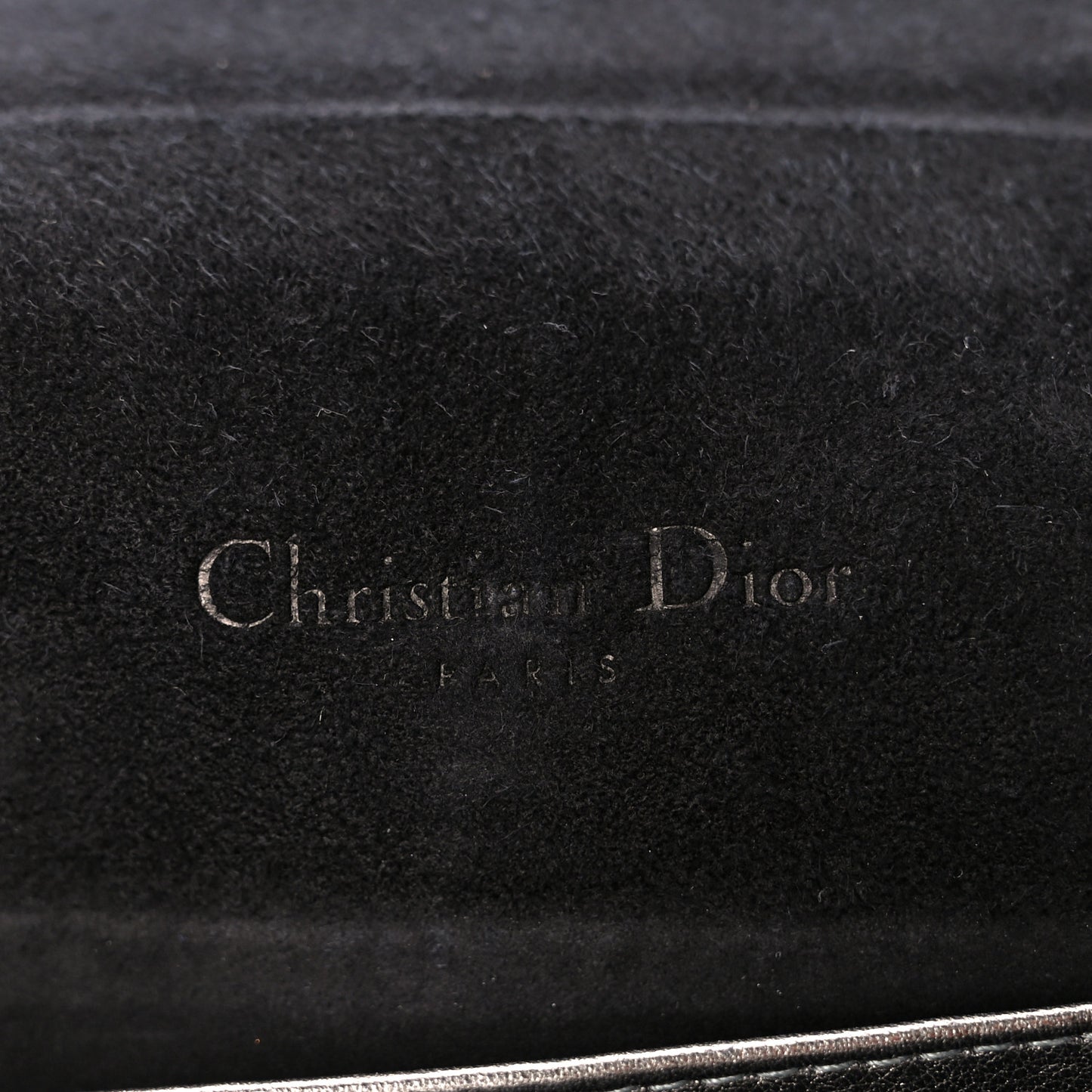 Metallic Calfskin Cannage Lady Dior Convertible Clutch Gunmetal