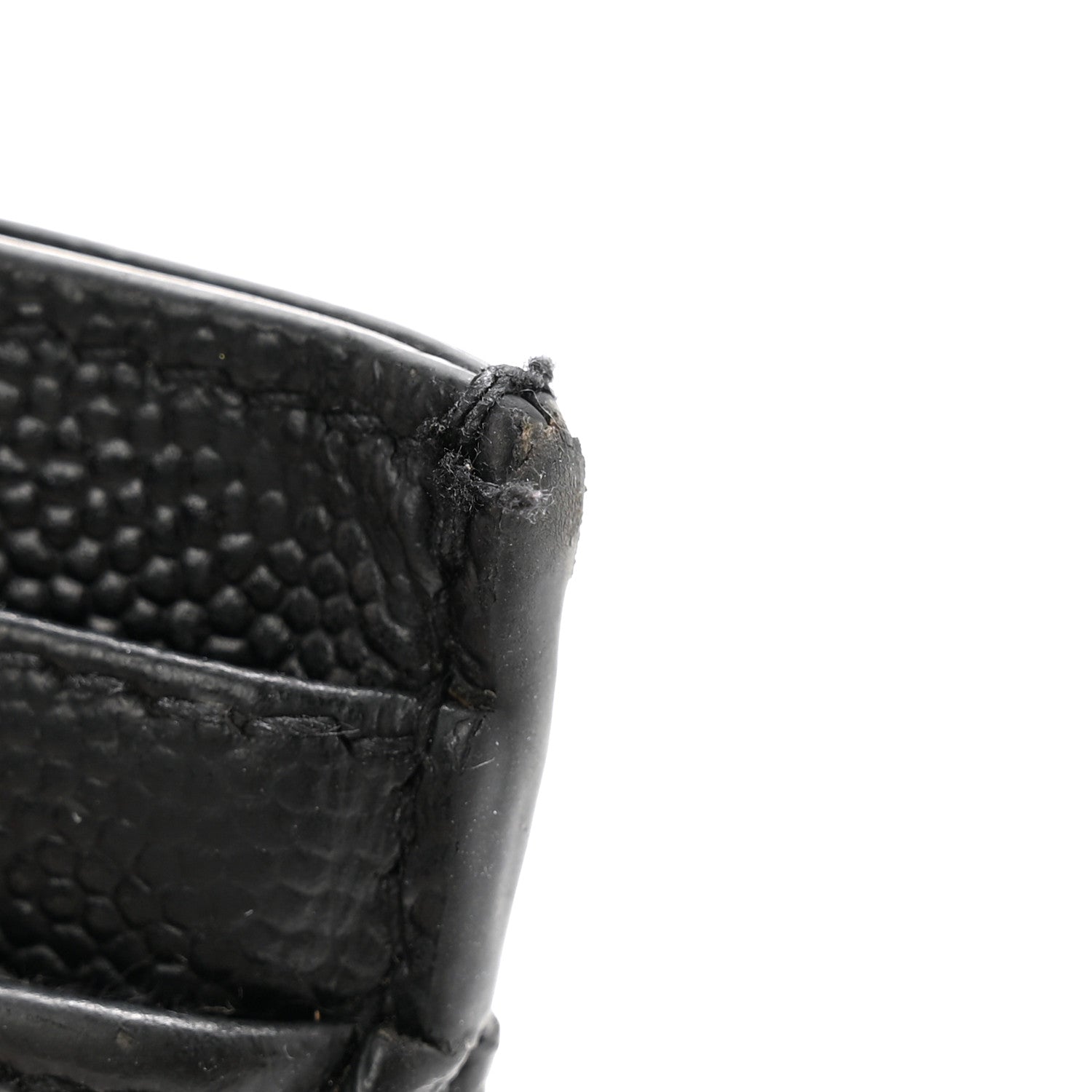 Saint Laurent Grain De Poudre Matelasse Chevron Monogram Credit Card Case Black 8 of 9