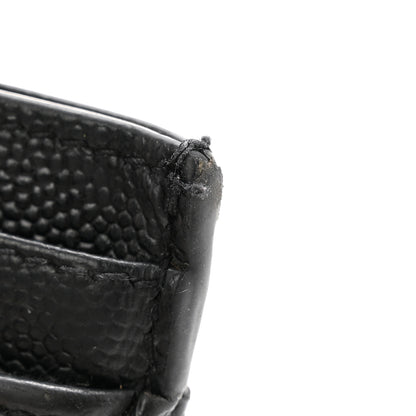 Saint Laurent Grain De Poudre Matelasse Chevron Monogram Credit Card Case Black 8 of 9