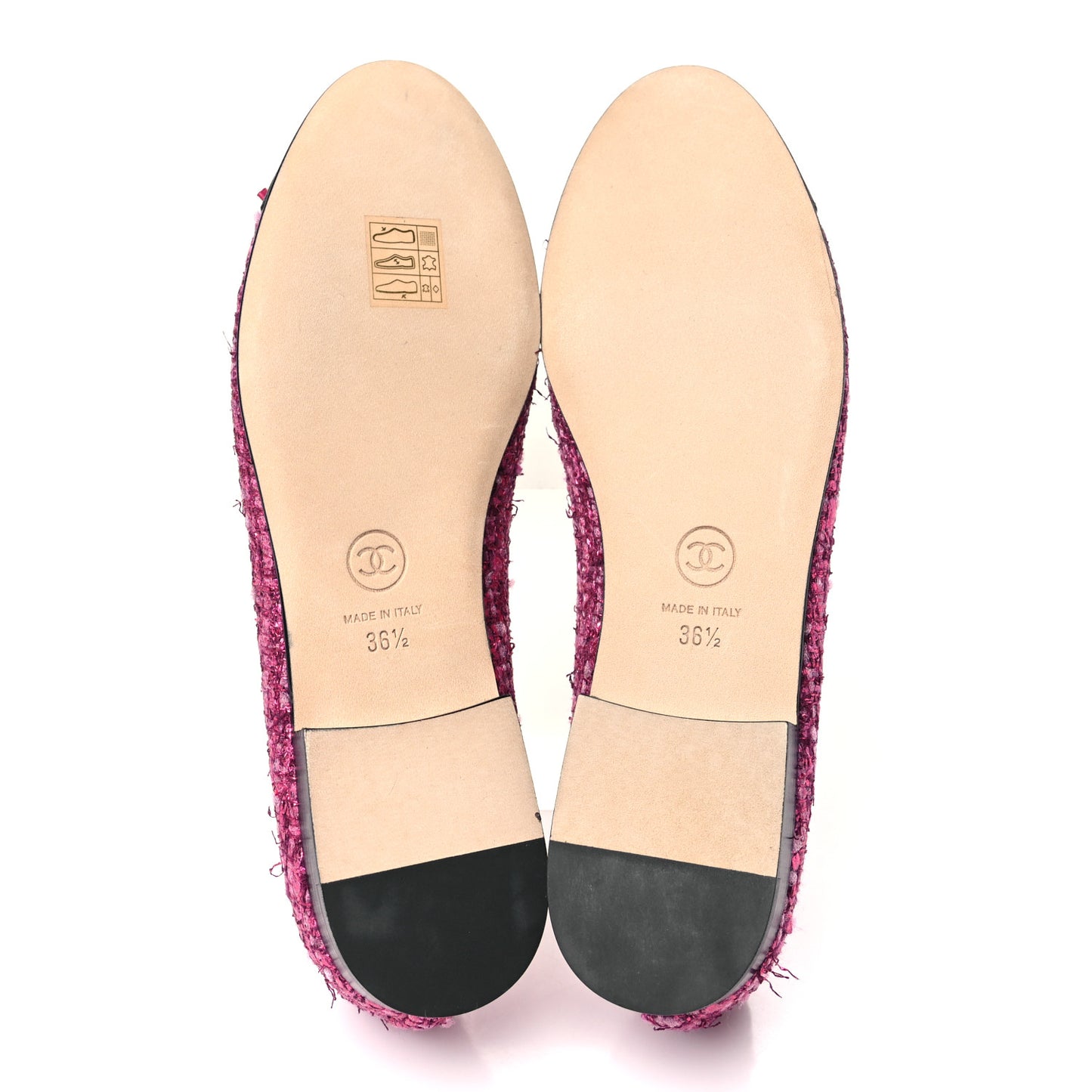 Coated Tweed Grosgrain Cap Toe Ballerina Flats 36.5 Dark Pink Black