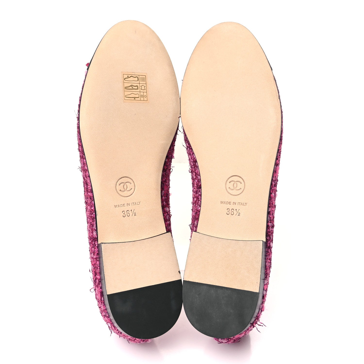 Chanel Coated Tweed Grosgrain Cap Toe Ballerina Flats 36.5 Dark Pink Black 5 of 9