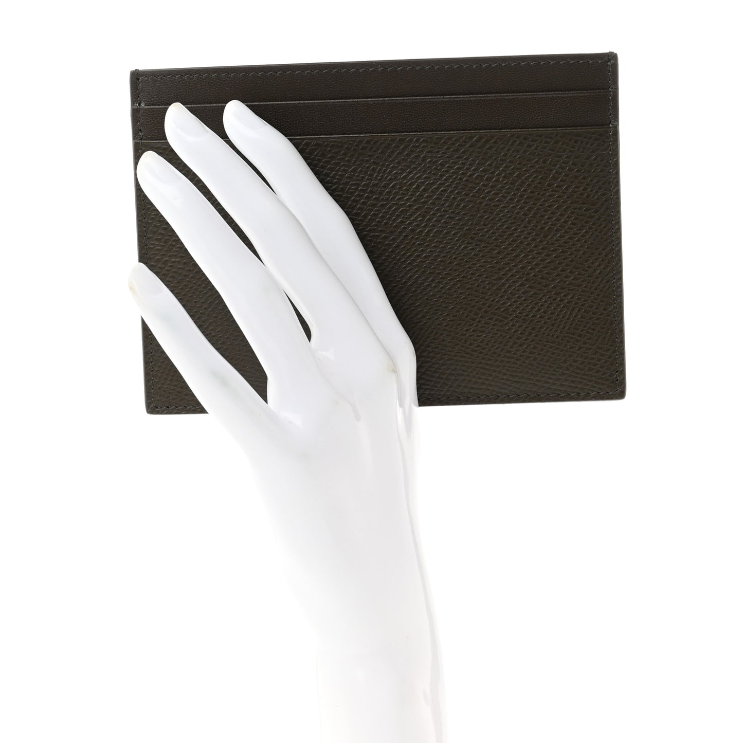 Grained Calfskin Multifunction Card Holder Khaki
