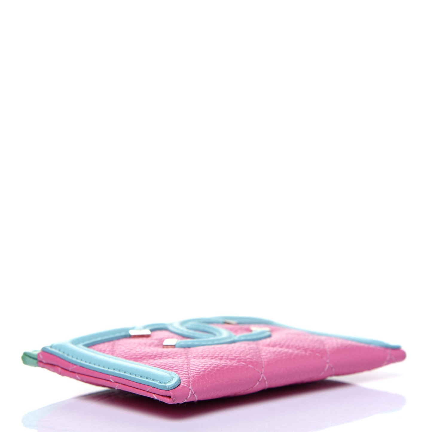 Caviar Quilted CC Filigree Card Holder Pink Blue Green