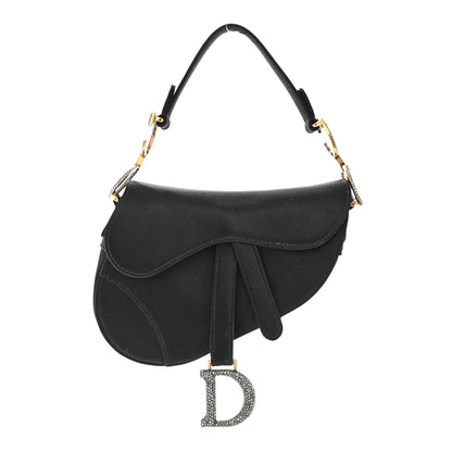 Christian Dior Satin Crystal Mini Saddle Bag Black 1 of 9