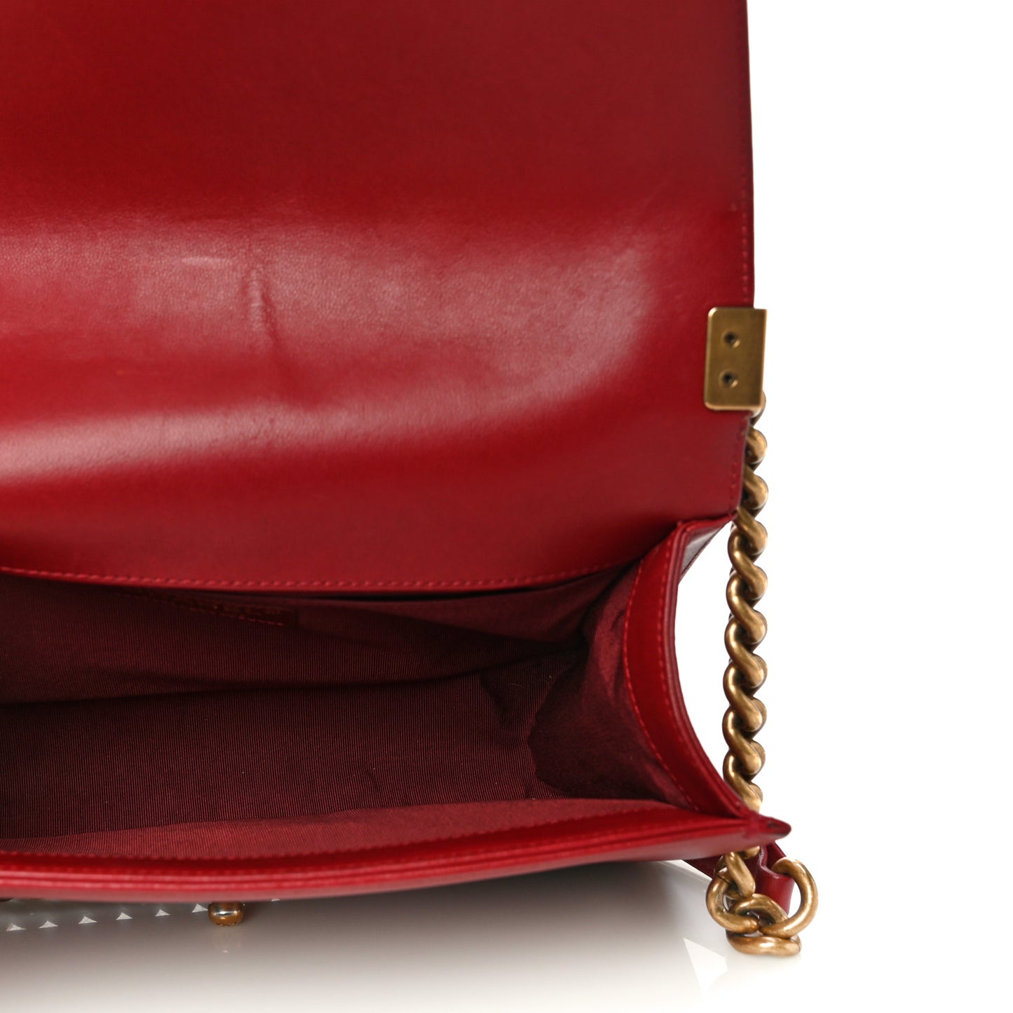 Calfskin Quilted Medium Boy Flap Red