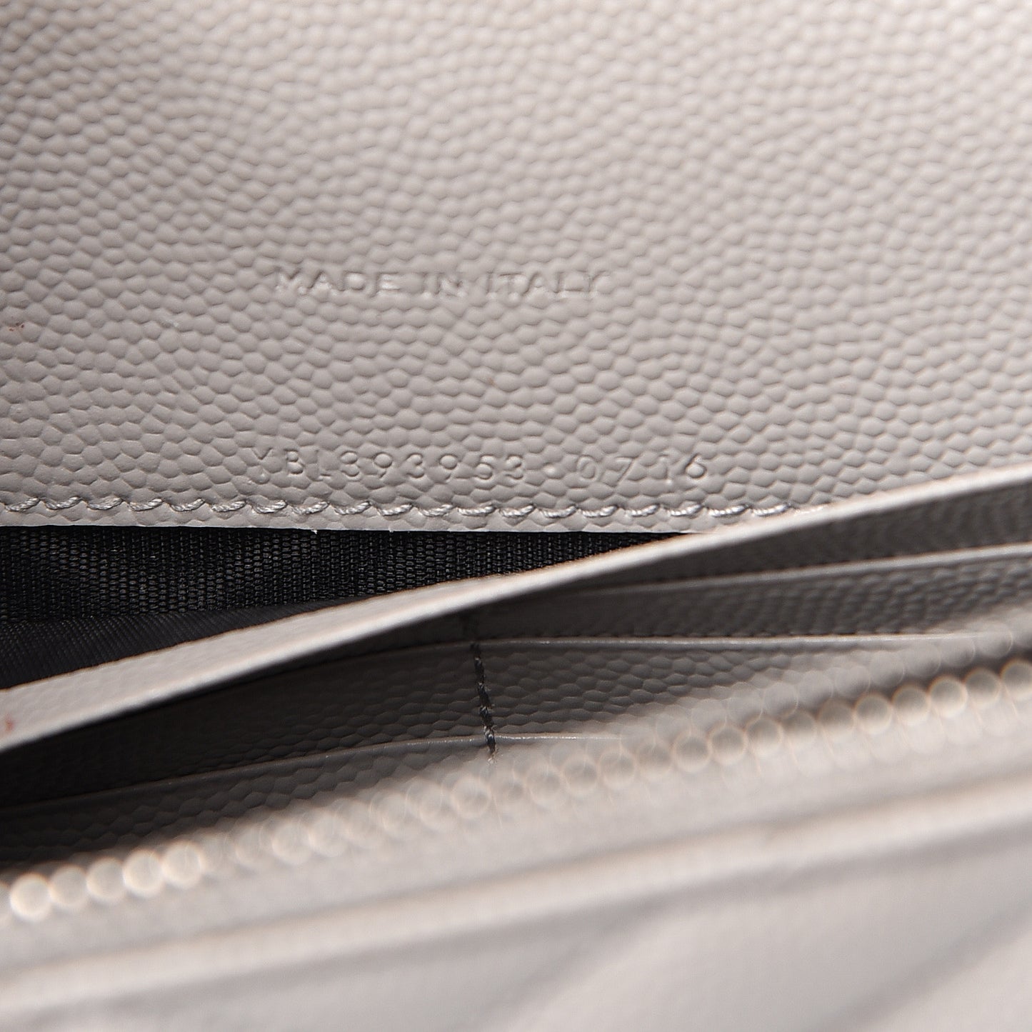 Grain De Poudre Matelasse Chevron Monogram Envelope Chain Wallet Fog