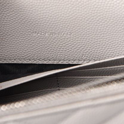 Saint Laurent Grain De Poudre Matelasse Chevron Monogram Envelope Chain Wallet Fog 8 of 14