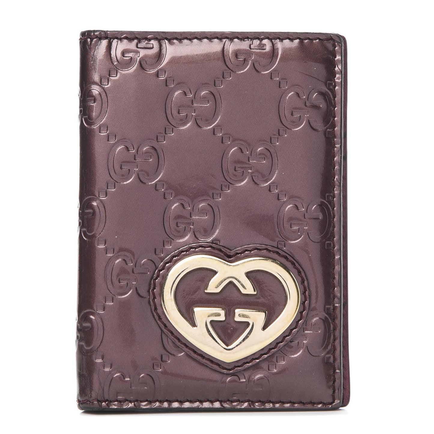 Shine Guccissima Lovely Heart Mini ID Wallet Scarlatto