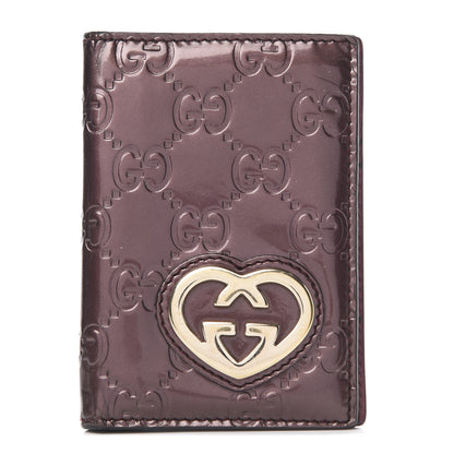 Gucci Shine Guccissima Lovely Heart Mini ID Wallet Scarlatto 1 of 10