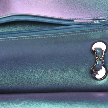 Chanel Metallic Lambskin Quilted Medium Double Flap Turquoise 13 of 15