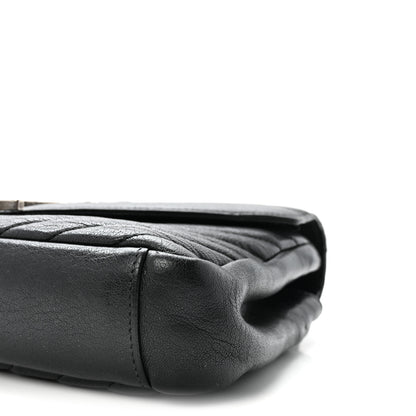 Saint Laurent Sheepskin Matelasse Chevron Monogram Medium College Bag Black 9 of 9