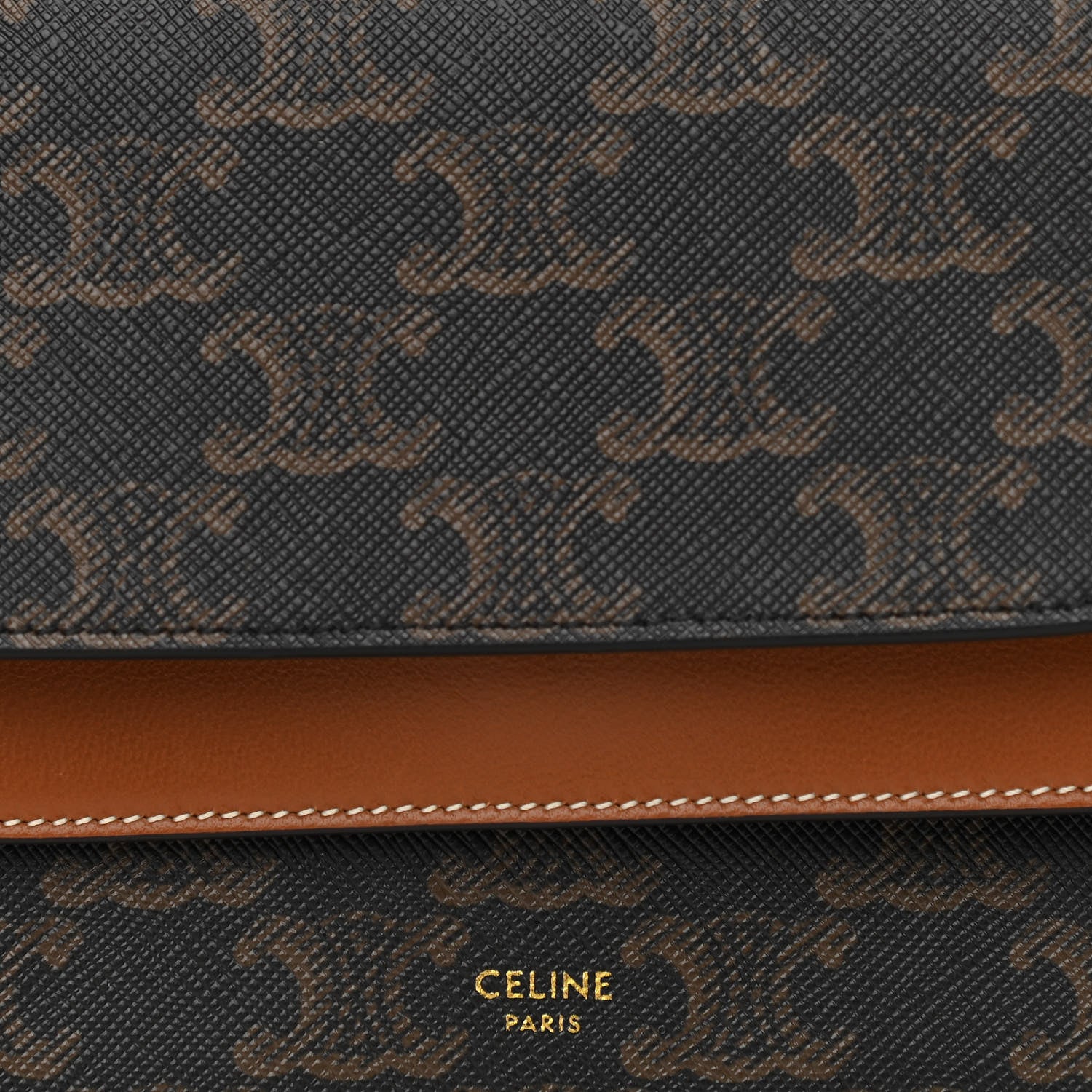 Celine Triomphe Canvas Lambskin Wallet On Strap Tan 9 of 13