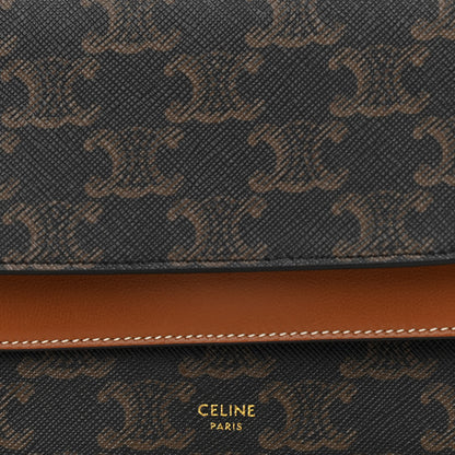 Celine Triomphe Canvas Lambskin Wallet On Strap Tan 9 of 13