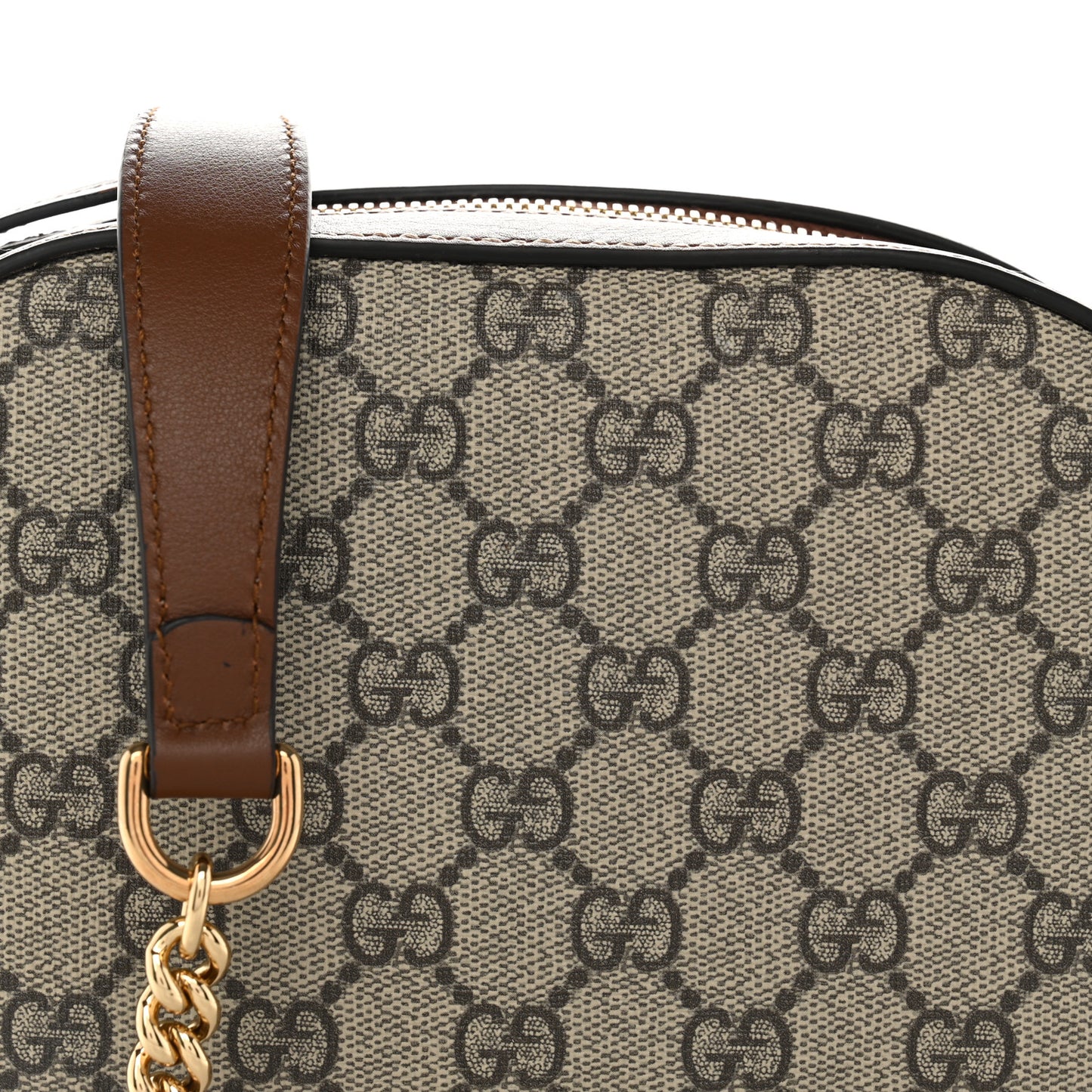GG Supreme Monogram Cuoio Toscano Mini Chain Shoulder Bag Beige Ebony Cuir