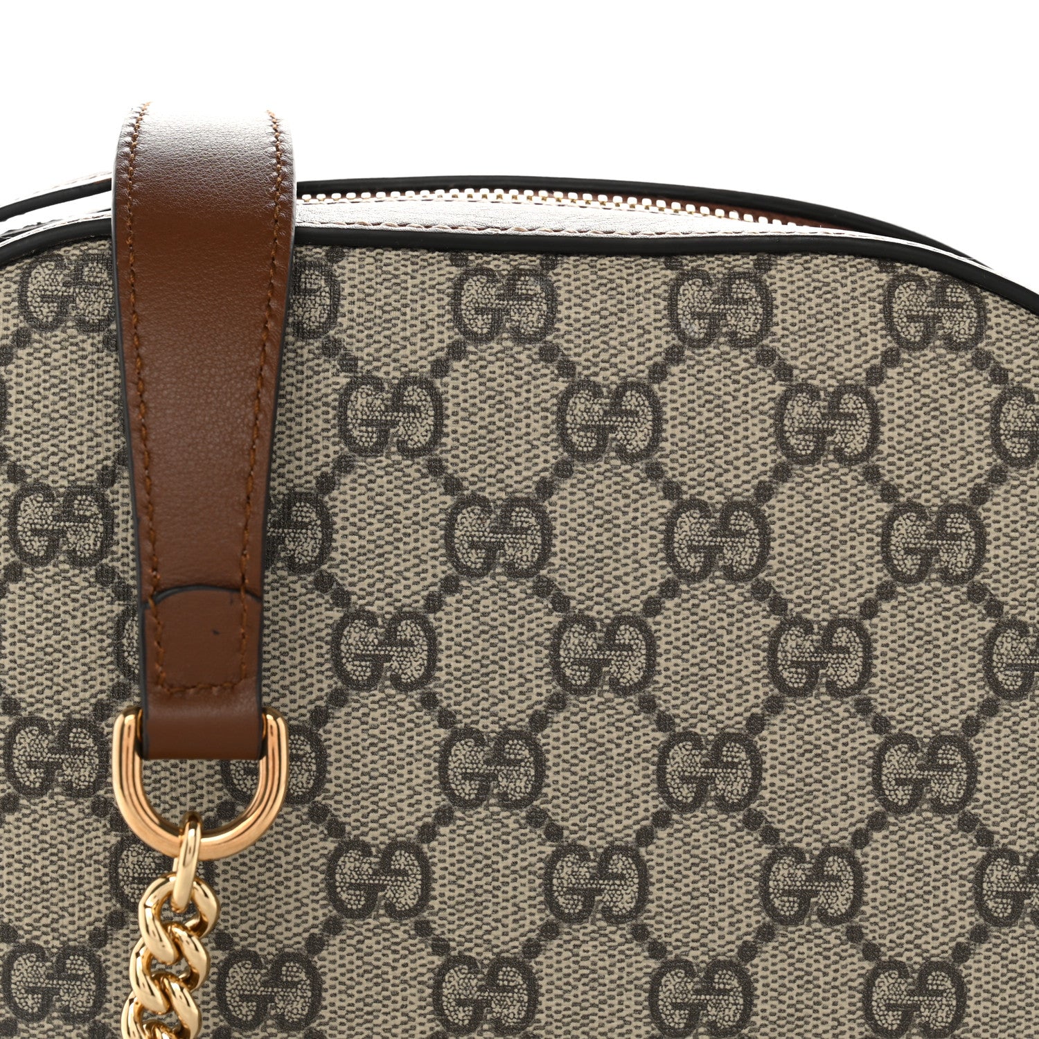 Gucci GG Supreme Monogram Cuoio Toscano Mini Chain Shoulder Bag Beige Ebony Cuir 8 of 10