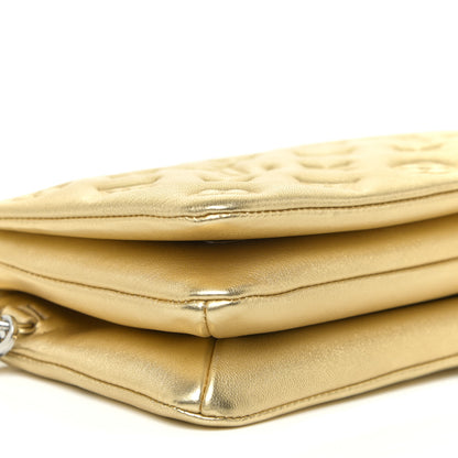 Louis Vuitton Metallic Lambskin Embossed Monogram Pochette Coussin Gold 5 of 10