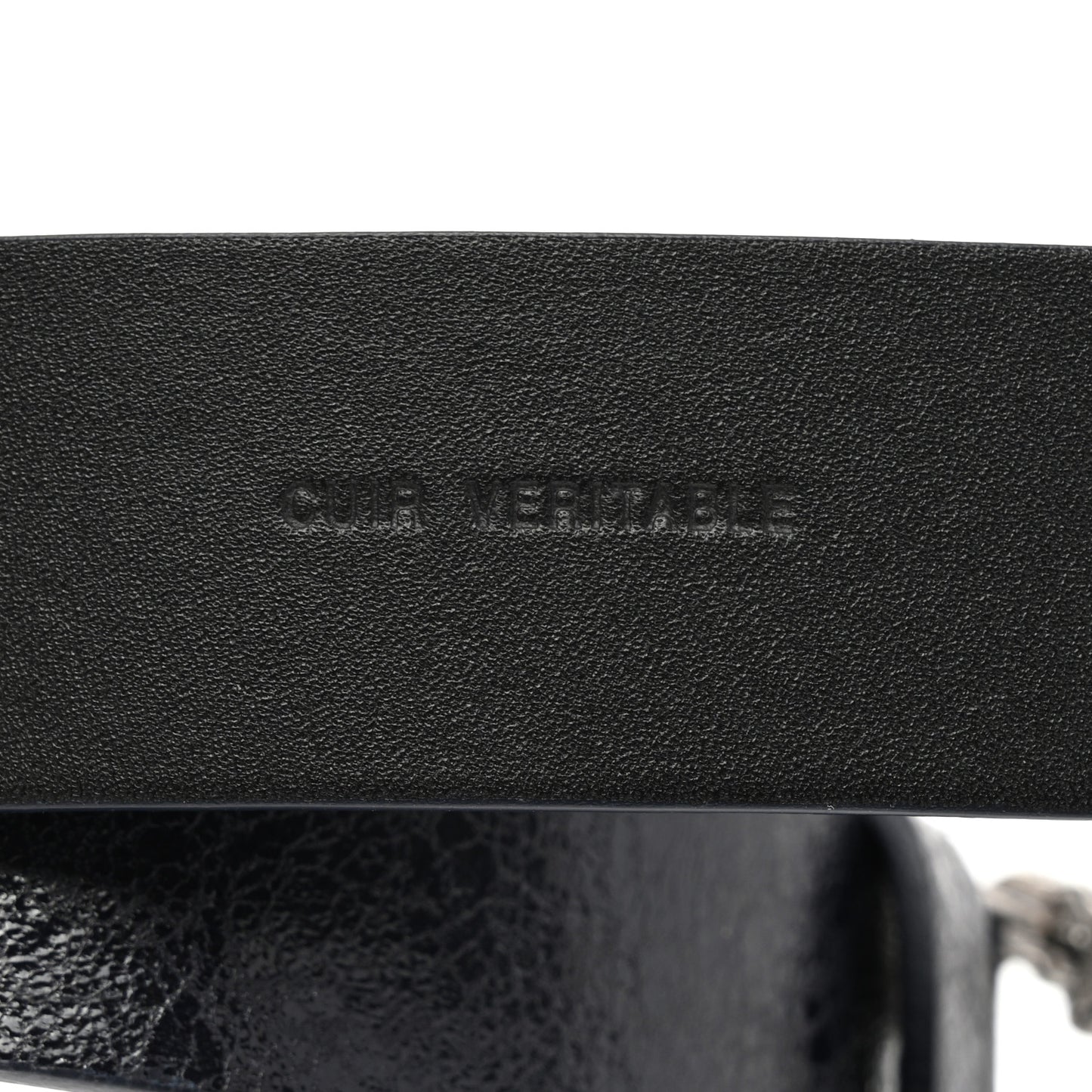 Glazed Calfskin CC Belt 85 34 Dark Navy