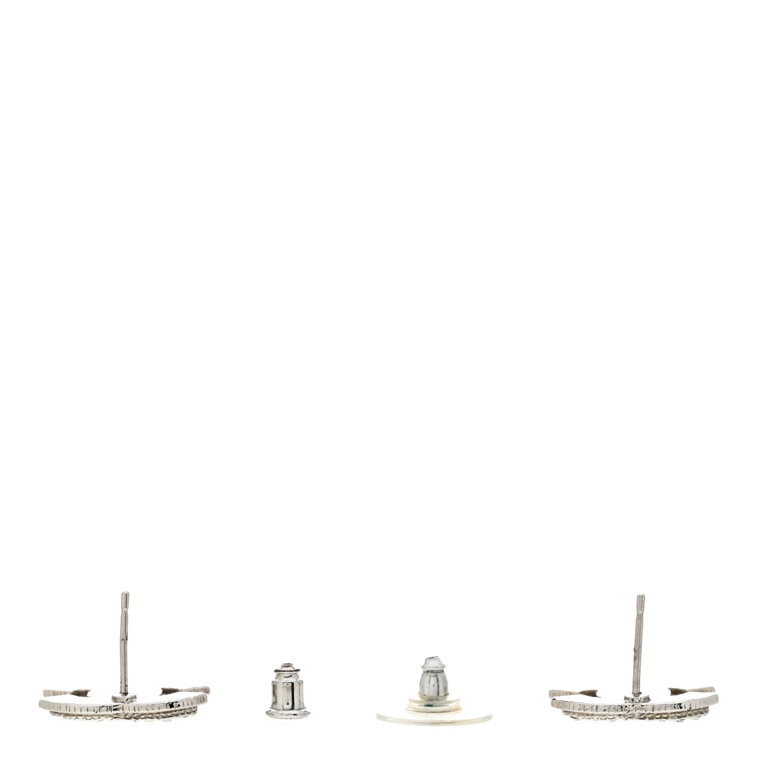 Chanel Crystal Timeless CC Earrings Silver 3 of 5