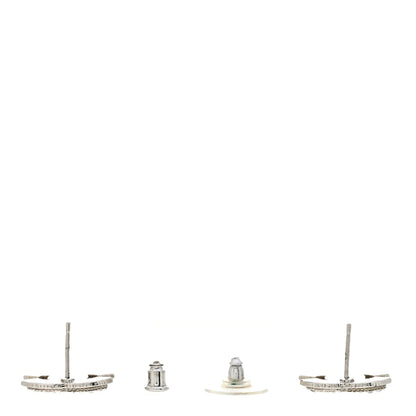 Chanel Crystal Timeless CC Earrings Silver 3 of 5