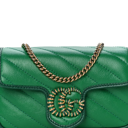 Gucci Azalea Calfskin Enamel Matelasse Diagonal Super Mini Torchon GG Marmont Shoulder Bag New Shamarock Emerald 8 of 11