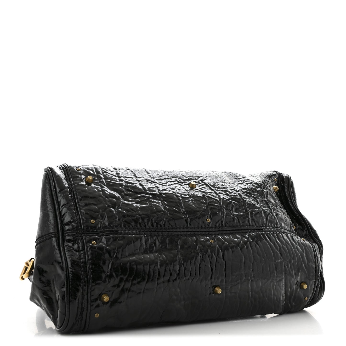 Crinkled Patent Medium Paddington Satchel Black