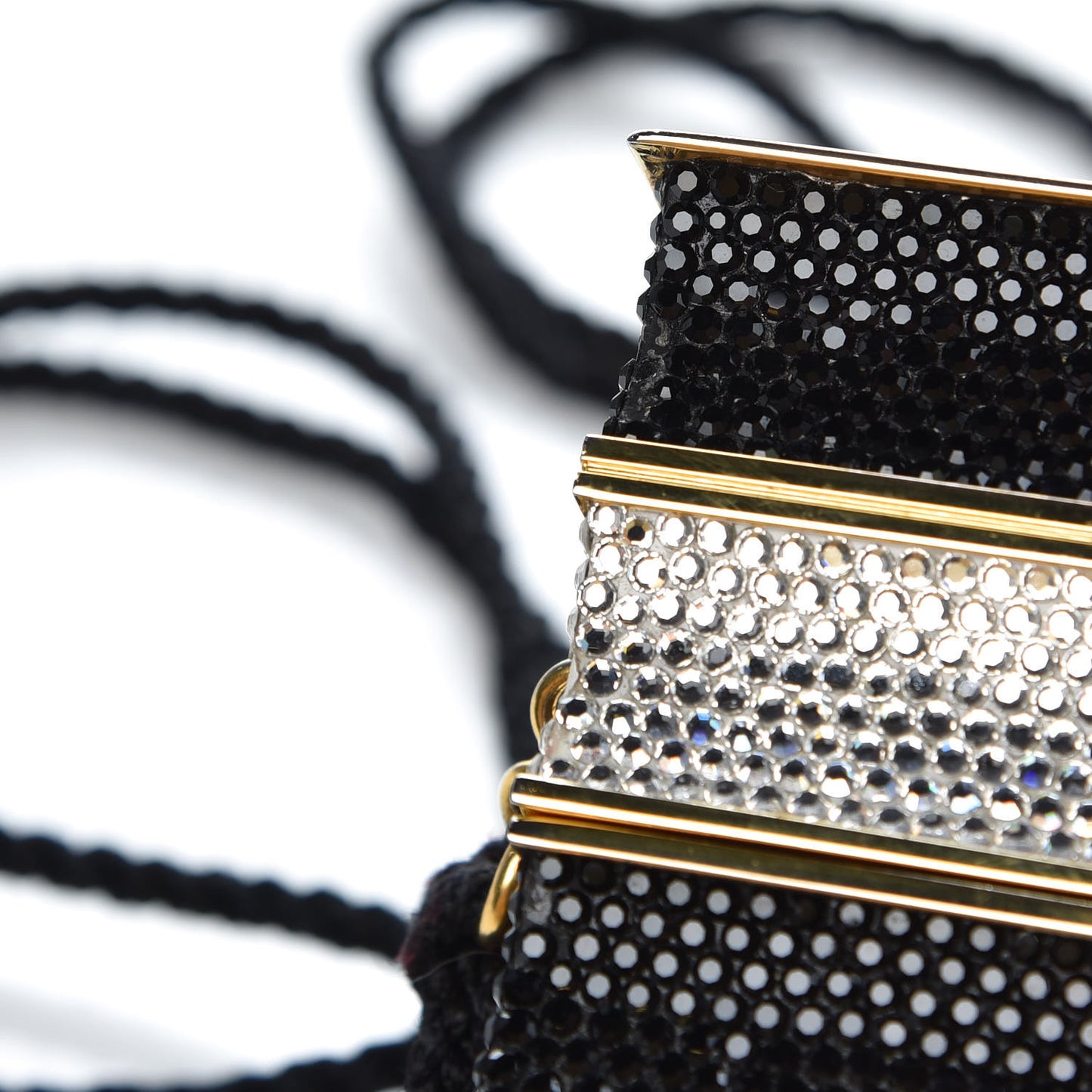 Swarovski Crystal Zebra Miniaudiere Clutch Black Silver
