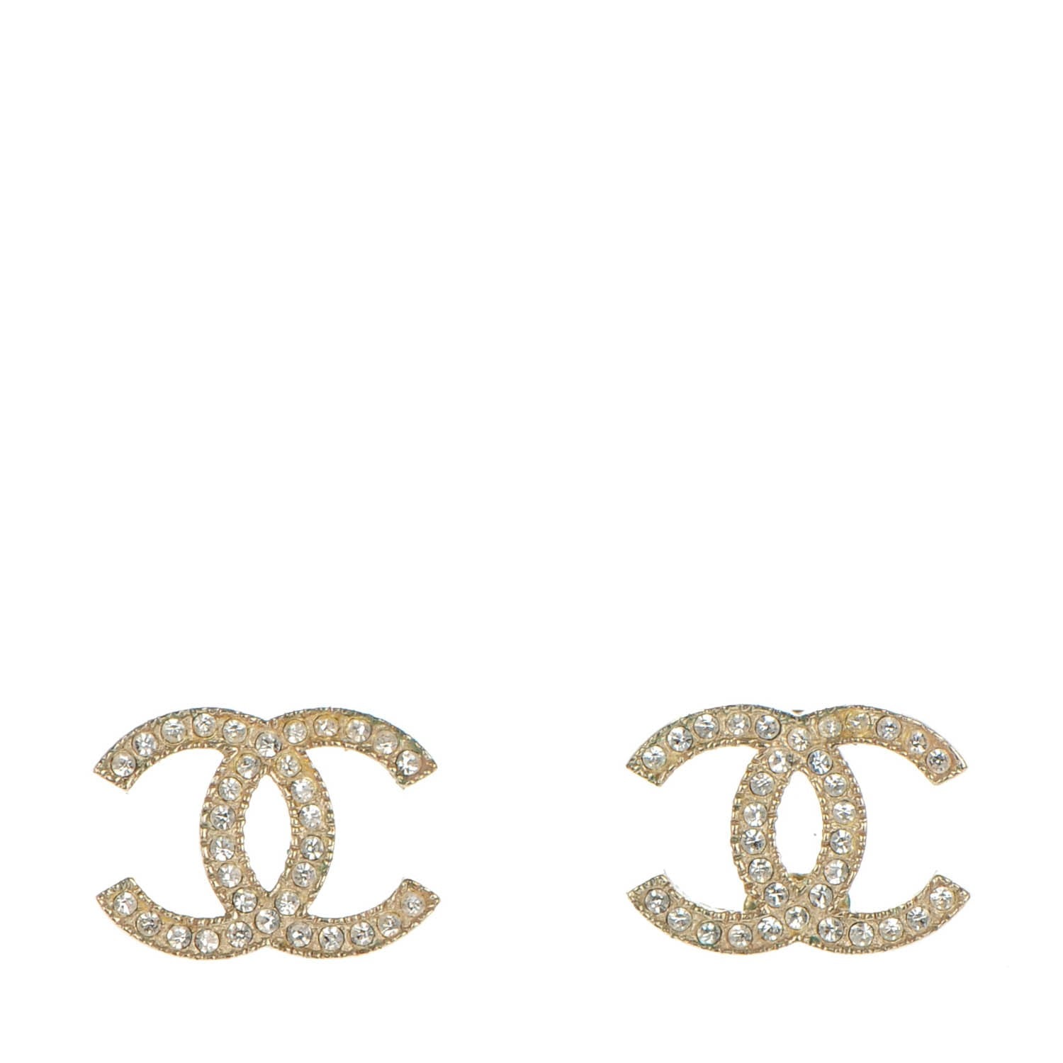 Chanel Crystal CC Earrings Gold 1 of 5