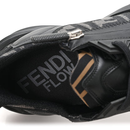 Fendi Calfskin Nylon Lycra Mens Fendi Flow Low Top Sneakers 11 Black Grigio Tabacco 8 of 9