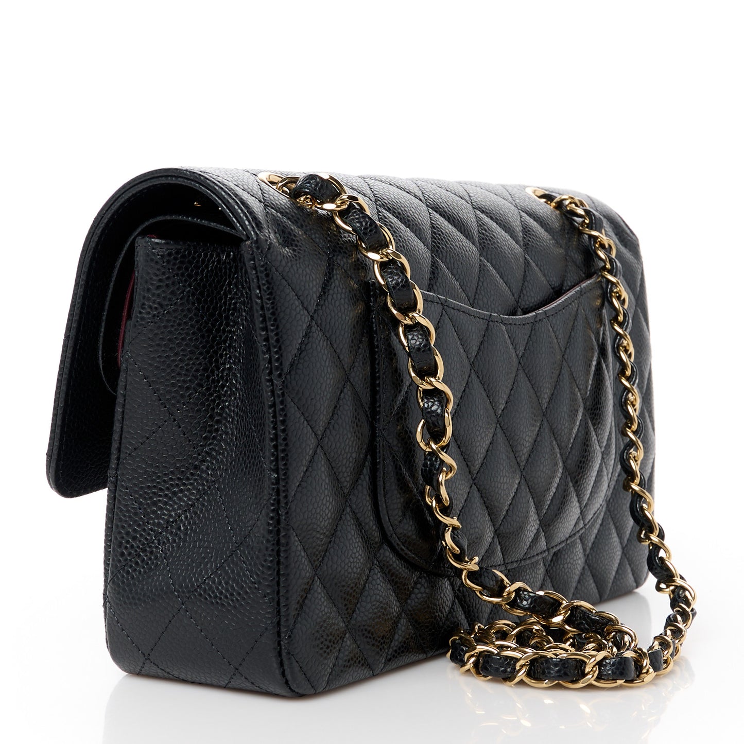 Caviar Quilted Medium Double Flap Black