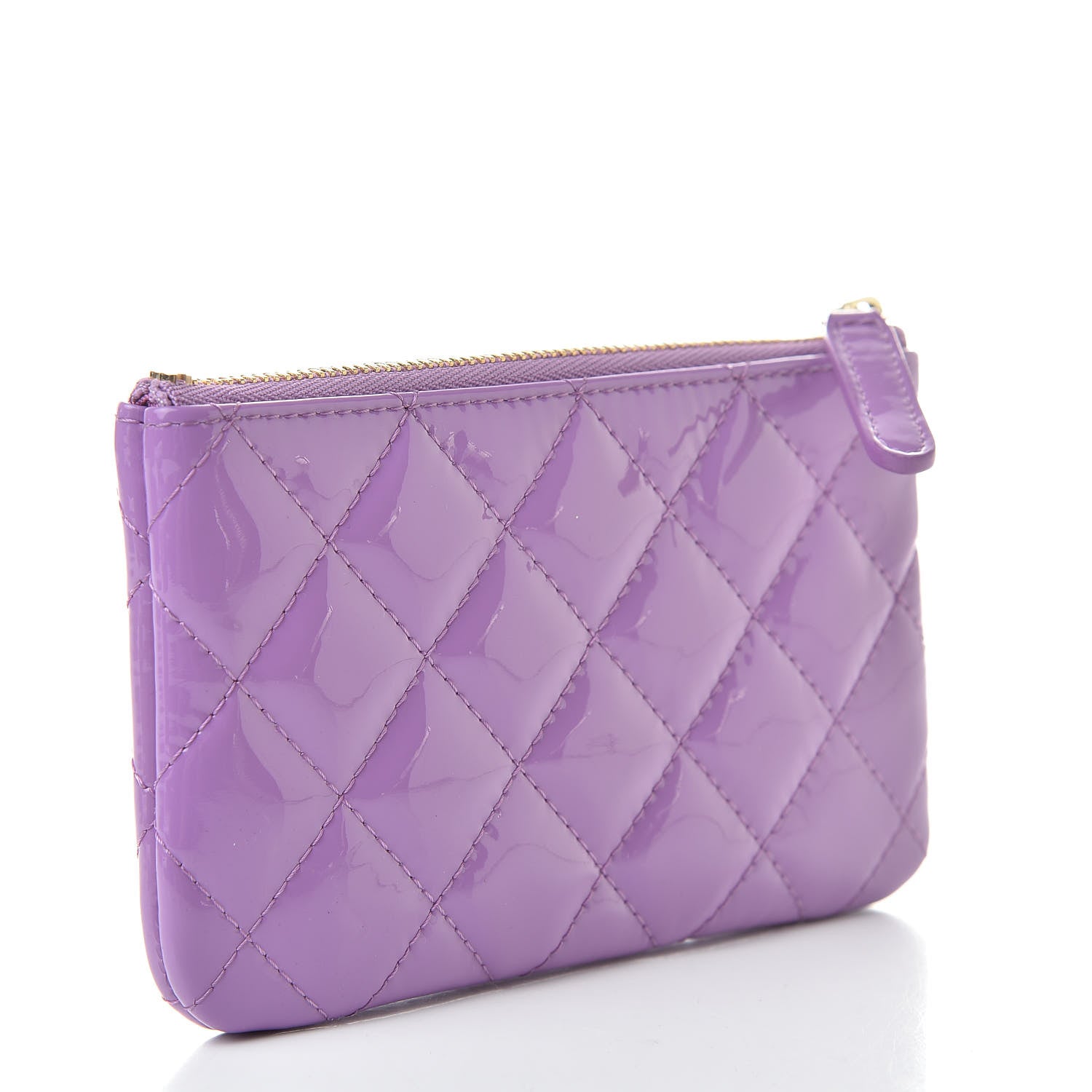 Chanel Patent Quilted Small Cosmetic Case Purple 3 of 8