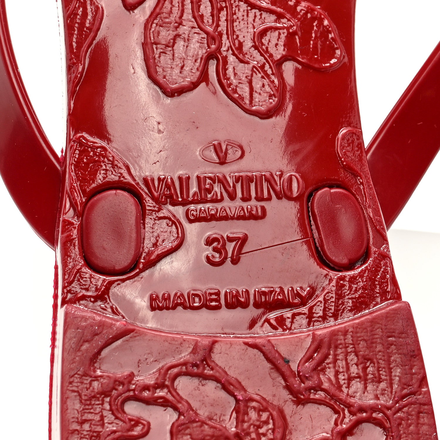 Valentino Garavani PVC Jelly Rockstud Bow Thong Sandals 37 Rubino 6 of 7