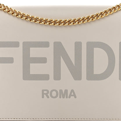 Fendi Vitello King Tamponato Logo Embossed Medium Wallet On Chain Ghianda 8 of 10