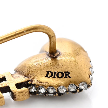 Christian Dior Metal Crystal J'Adior Heart Earrings Aged Gold 4 of 4